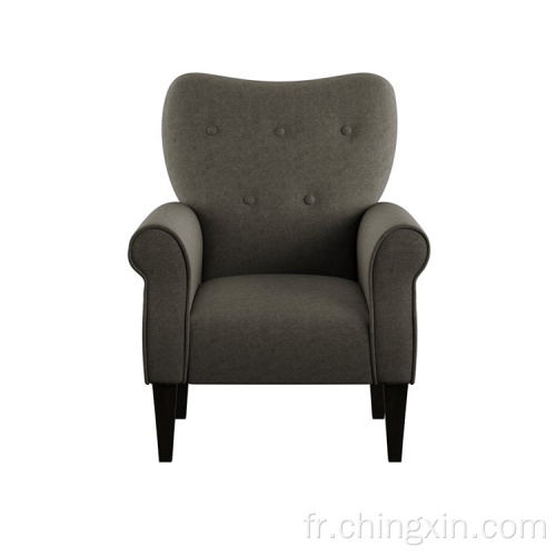 Chaise d'accent armé en tissu brun boutonné de haute qualité